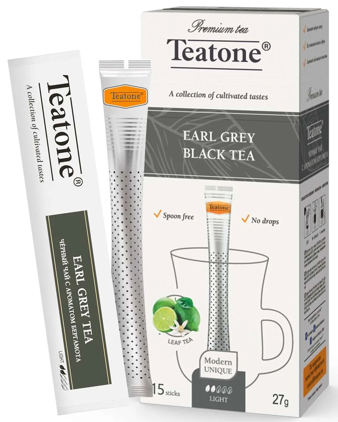 Черный чай Teatone Бергамот, в стиках, 15 шт